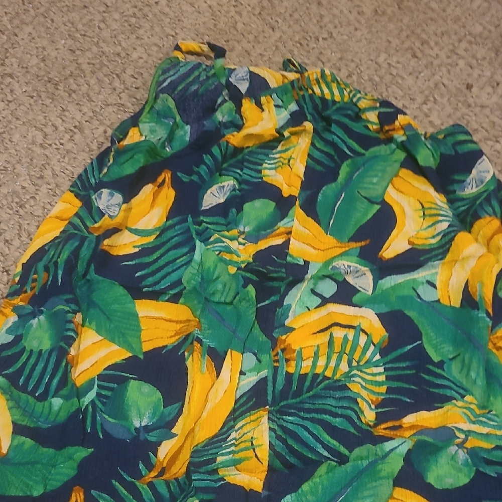 one 5 one Tropical Leaf Print Belt - Green and Yellow